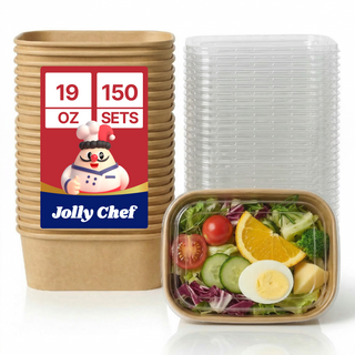 Bulk Food Containers with Lids | Paper Bowls for Salads, Pasta, Fries | BPA Free | Restaurant Supply