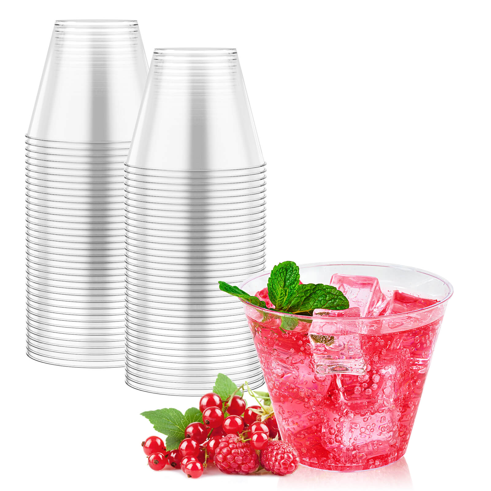 Comfy Package 9 Oz Plastic Cups Disposable Drinking Party Cups, Red 50-Pack  