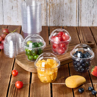 JOLLY CHEF 80 PACK 8 oz Clear Plastic Cups With Dome Lids, Crystal Clear Dessert Cups for Ice Cream, Latte, Cold Drinks