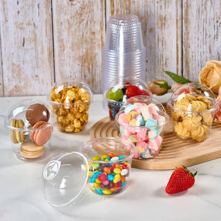 JOLLY CHEF 80 PACK 8 oz Clear Plastic Cups With Dome Lids, Crystal Clear Dessert Cups for Ice Cream, Latte, Cold Drinks