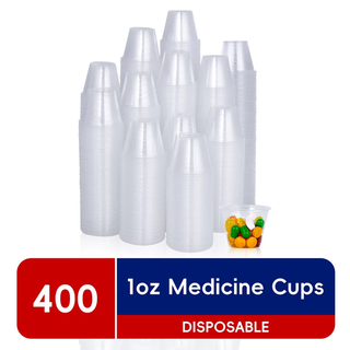 JOLLY CHEF 400 Pack Disposable Medicine Cups (1oz), Medical Plastic Measuring Cups For Medical Purposes, or Mixing and Measuring Resin, Epoxy, DIY Arts & Crafts, Paint