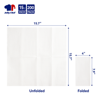 2 Ply Solid White Classic Napkins - Restaurants & Weddings - Jolly Chef - JOLLYCHEF