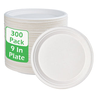 Assiettes compostables en vrac | Assiettes en canne à sucre pour pizzas, sandwichs, desserts | 100 % biodégradables, compatibles micro-ondes | Fourniture institutionnelle