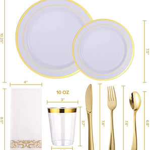 315pack Gold Rim Dposable Dinnerware Set