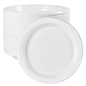 Assiettes rondes blanches de 9 po, idéales pour les fêtes et les dîners