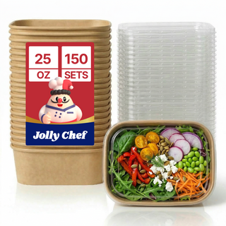 Bulk Food Containers with Lids | Paper Bowls for Salads, Pasta, Fries | BPA Free | Restaurant Supply