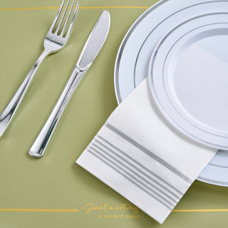 3 Ply Silver Striped Pattern Classic Paper Napkins - Party & Wedding - Jolly Chef - JOLLYCHEF