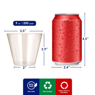 Jolly Chef 9oz Plastic Glitter Cups
