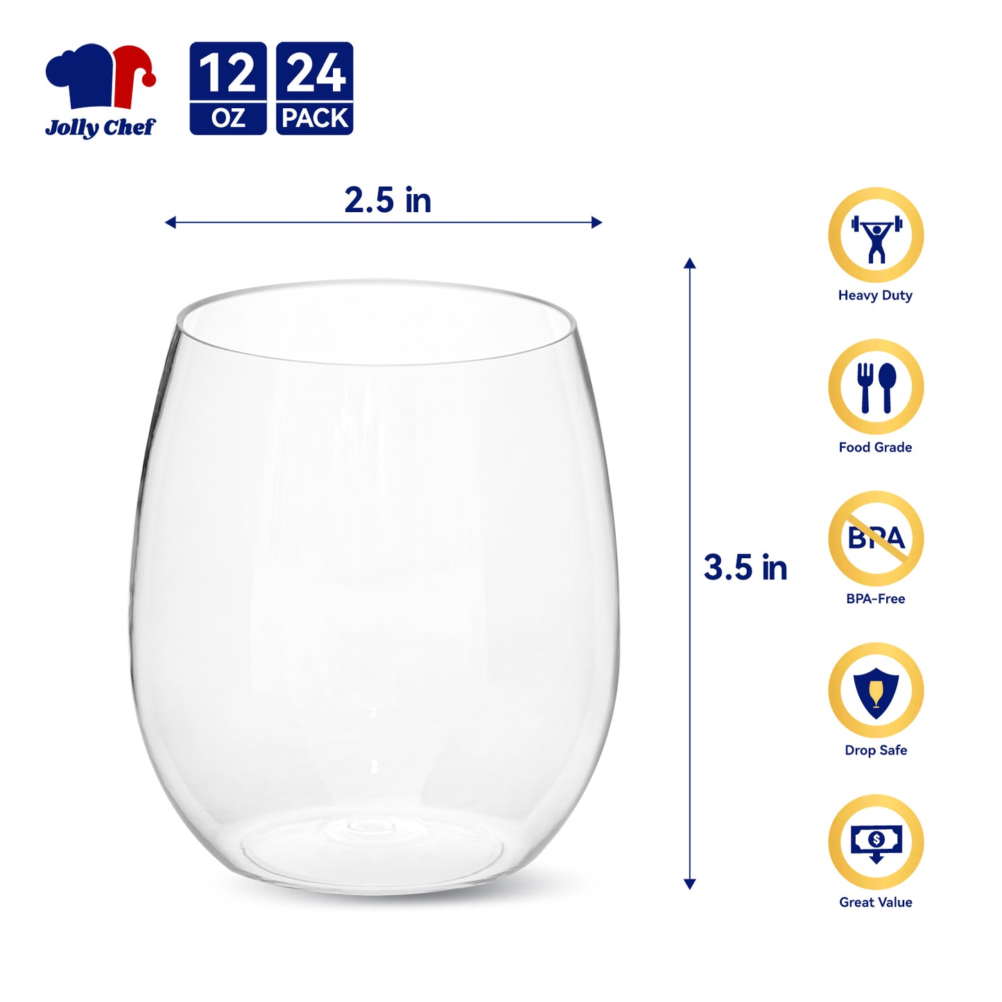 Christmas Clear Stemless Plastic Wine Glasses 12oz