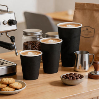 Wholesale Black Coffee Cups | Paper Cups for Coffee, Tea, Hot Chocolate | Food-Grade | Cafe Supply