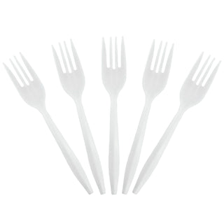 JOLLY CHEF 500 Tenedores de Plástico Blancos, Tenedores Desechables a Granel, Cubiertos de Plástico Resistentes al Calor para Restaurantes de Comida para Llevar, Reuniones Familiares, Actividades al Aire Libre