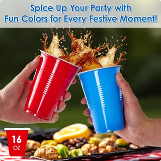JOLLY CHEF 160 Pack 16 oz Disposable Plastic Cups, Assorted Color Plastic Party Cups