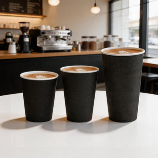 Wholesale Black Coffee Cups | Paper Cups for Coffee, Tea, Hot Chocolate | Food-Grade | Cafe Supply