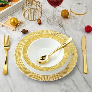 12oz White with Gold Rim Wide Rim Plastic Bowls - Party & Wedding - Jolly Chef - JOLLYCHEF