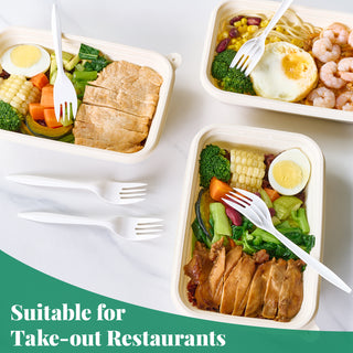 JOLLY CHEF 500 Tenedores de Plástico Blancos, Tenedores Desechables a Granel, Cubiertos de Plástico Resistentes al Calor para Restaurantes de Comida para Llevar, Reuniones Familiares, Actividades al Aire Libre