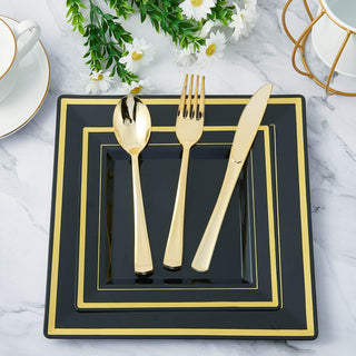 Black Gold Square Elegant Dinnerware Sets - Weddings & Parties - Jolly Chef - JOLLYCHEF