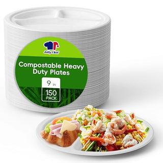 9in/ 10in White Round 3 Compartment Plates - Parties & Family Gatherings - Jolly Chef - JOLLYCHEF