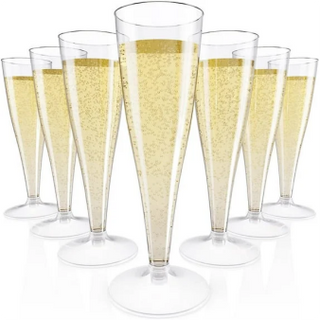 JOLLY CHEF Copas de champán de plástico desechables, borde dorado, 4.5 oz, paquete de 40