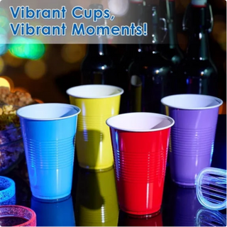 JOLLY CHEF 160 Pack 16 oz Disposable Plastic Cups, Assorted Color Plastic Party Cups