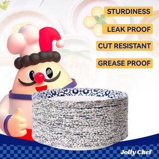 JOLLY CHEF 200 - Pack 8.5" Paper Plates: Leak & Cut Resistant for Any Gathering - JOLLYCHEF