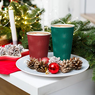 10oz/ 12oz/ 16oz Elegant Multicolor Ripple Wall Durable Paper Coffee Cups - Tea Hot Chocolate & Office - MUCHII - JOLLYCHEF