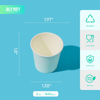 2oz White Bathroom Cups - Mouthwash & Party Use - JOLLY PARTY - JOLLYCHEF