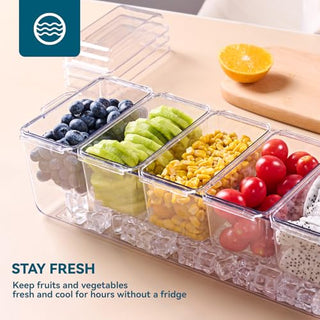 Clear Stackable Condiment Tray with 5 Removable Containers – for Family Gatherings, Camping, and BBQs – Luckore - JOLLYCHEF