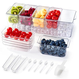 Clear Stackable Condiment Tray with 5 Removable Containers – for Family Gatherings, Camping, and BBQs – Luckore - JOLLYCHEF