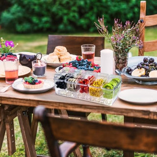Clear Stackable Condiment Tray with 5 Removable Containers – for Family Gatherings, Camping, and BBQs – Luckore - JOLLYCHEF