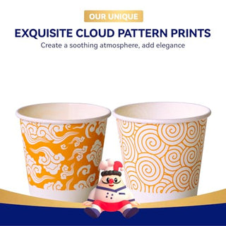 3oz Orange Cloud Pattern Paper Dessert Cups - Party & Picnic - Jolly Chef - JOLLYCHEF