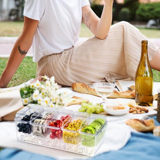 Clear Stackable Condiment Tray with 5 Removable Containers – for Family Gatherings, Camping, and BBQs – Luckore - JOLLYCHEF