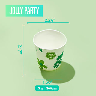 3oz Green Floral Rolled Rim Bathroom Cups - Picnic & Travel - JOLLY PARTY - JOLLYCHEF