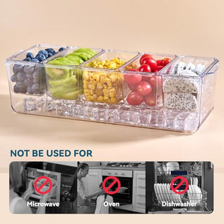 Clear Stackable Condiment Tray with 5 Removable Containers – for Family Gatherings, Camping, and BBQs – Luckore - JOLLYCHEF