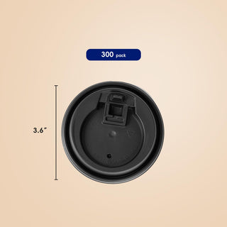 3.6in Black Plastic Lids for 10oz/ 12oz/ 16oz/ 20oz Paper Cups - Jolly Chef - JOLLYCHEF