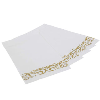 3 - Ply White and Gold Pattern Paper Napkins - Weddings & Parties - Vplus - JOLLYCHEF