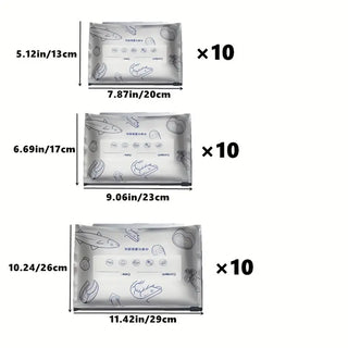 60 Pack Aluminum Foil Food Storage Bags - 99% Antibacterial Airtight Zipper Kitchen Storage Bags