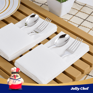 2 Ply Solid White Classic Napkins - Restaurants & Weddings - Jolly Chef - JOLLYCHEF