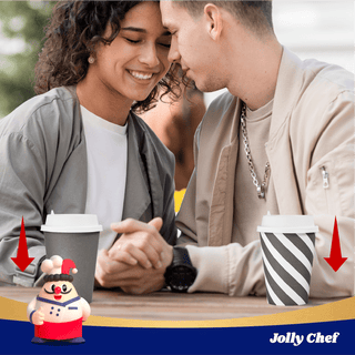 Multiple Size Gray Stripe Paper Coffee Cups With Lids - Office & Cafe - Jolly Chef - JOLLYCHEF