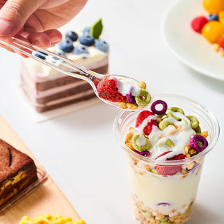 FOCUSLINE 240 Count 6.2 Inch Clear Plastic Spoons Heavy Duty, Solid and Durable Premium Disposable Spoons Bulk, Suitable for Catering, Parties, Events and Everyday Use - JOLLYCHEF
