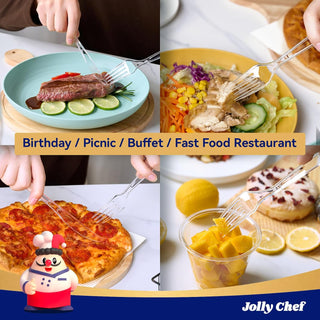JOLLY CHEF 320 Count Clear Plastic Forks,Heavy Duty Disposable Forks Plastic Utensils Perfect for Home, School, Party, Restaurant or Daily use - JOLLYCHEF