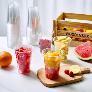 JOLLY CHEF [100 Sets - 16oz] Plastic Cups with Lids and Straws, Disposable Togo Drinking Cups - JOLLYCHEF