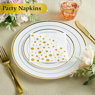 Jolly Chef product gallery image 6 named Cocktail Napkins Paper, 3-Ply Beverage Napkins, Disposable Gold Square Napkins