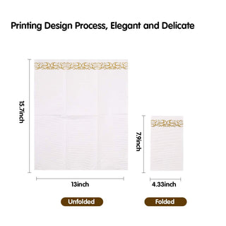 3 - Ply White and Gold Pattern Paper Napkins - Weddings & Parties - Vplus - JOLLYCHEF