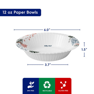 12oz/ 16oz/ 20oz Floral Pattern Round Paper Bowls - Dinner & Parties - Jolly Chef - JOLLYCHEF