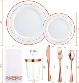 Gold Rim & Rose Gold Rim Dinnerware Sets with Napkins - Parties & Events- Focusline