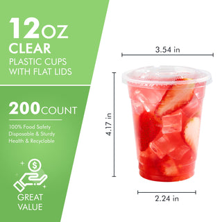 12oz/ 16oz Clear Plastic Cups with Flat Lids - Juice & Smoothies - FOCUSLINE - JOLLYCHEF