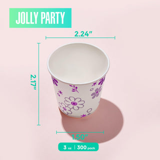 3oz Purple Floral Bathroom Cups - Party & Travel - JOLLY PARTY - JOLLYCHEF
