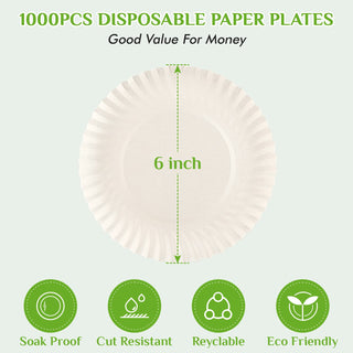 6in/ 7in White Paper Plates - Perfect for Picnics & Birthdays - FOCUSLINE - JOLLYCHEF