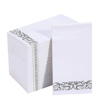 3 - Ply White and Sliver Pattern Paper Napkins - Weddings & Parties - Vplus - JOLLYCHEF