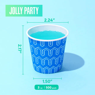 3oz Assorted Blue Pattern Bathroom Cups - Office & Party - JOLLY PARTY - JOLLYCHEF